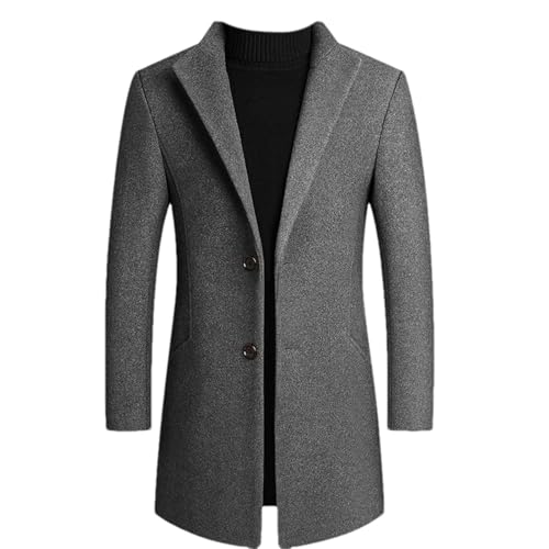 Trench Mid-Long en Laine Homme Gris L - Manteau d'Hiver Élégant