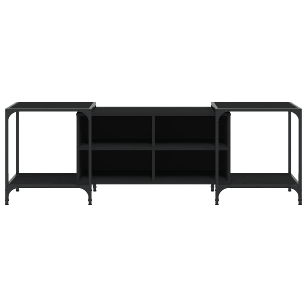 TV-Schrank Schwarz 153x37x50 cm, Holzwerkstoff, verstellbar, für Wohnzimmer, Schlafzimmer, Entertainment Center, Media Konsole