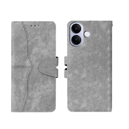 Image of amazon basics Vivo V60 Lite 5G Flip Cover | Card Pockets Wallet & Stand | Flip Cover for Vivo V60 Lite 5G (Gray)