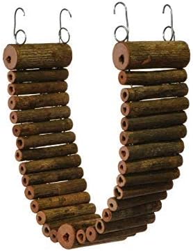 Flex Bridge (Small) - Bendable Natural Wooden Suspension Bridge Cage Accessory Climbing Toy - Sugar Gliders, Rats, Chinchillas, Ferrets,…