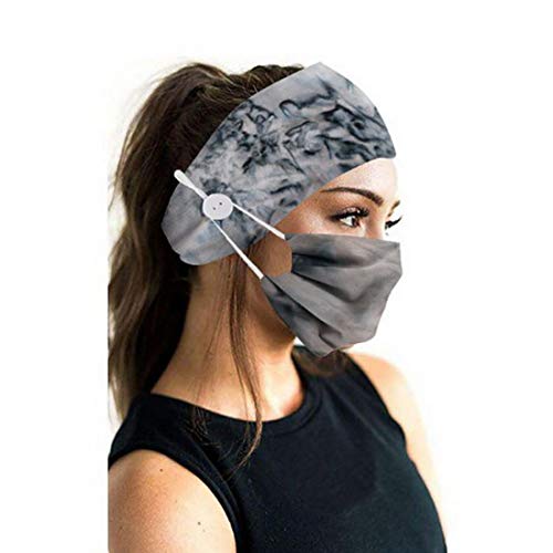 JuneJour 2pcs Bandeau Coloré Imprimé Head Band Sports avec Bouton Bandeau Cheveux Bande Ballet pour Femmes Cover