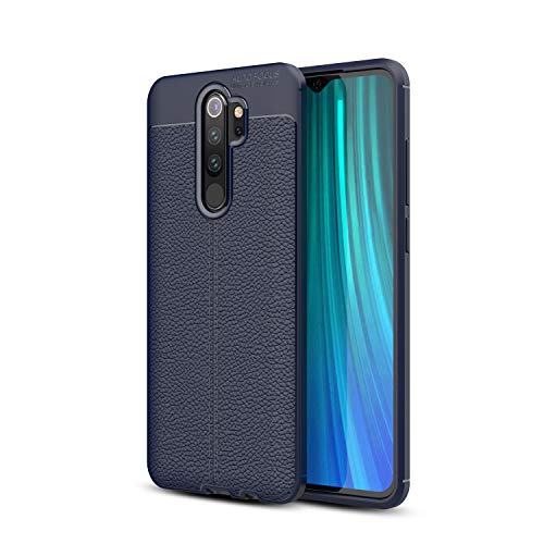Xiaomi Redmi Note 8 Pro Case, Silicone Leather[Slim Thin] Flexible TPU Protective Case Shock Absorption Carbon Fiber Cover for Xiaomi Redmi Note 8 Pro Case (Navy)