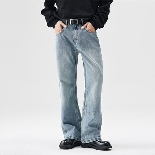 Baggy Flared Jeans for Men Y2k Streetwear Wide-Leg Comfort Blue Bell Bottom Jeans4