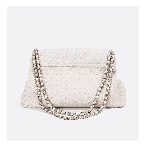 Handmade woven genuine leather bag for Women,vintage large-capacity shoulder bag with chain.Travel crossbody bag,purse.4