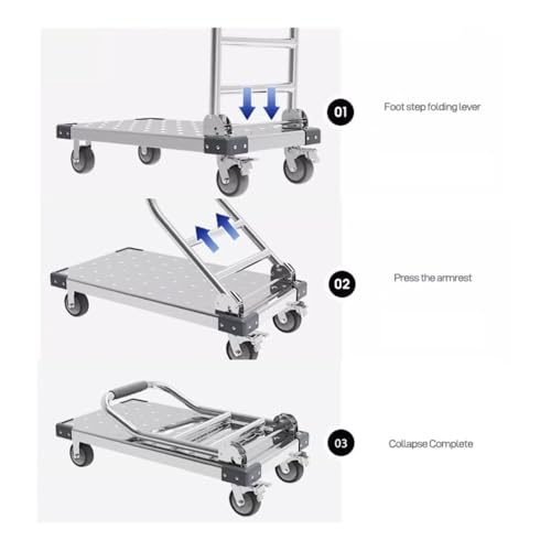 Carretilla plegable de acero grueso con plataforma plana grande miniatura 3