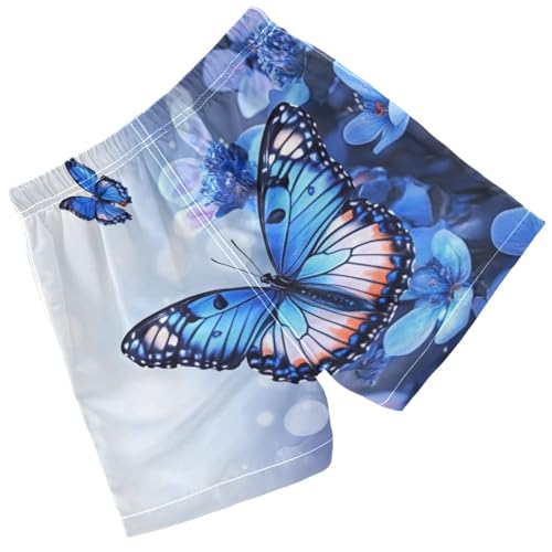 Pigsaly Boys Swim Trunks Flowers Blue Butterfly Boys Board Shorts Swimsuit Swimwear Summer Bathing Suit S2