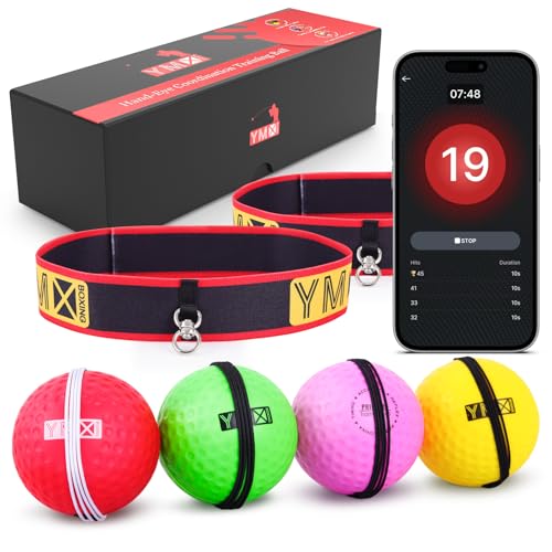 YMX BOXING Reflex Ball Set – 4 React Reflex Ball Plus 2 Diadema Ajustable, Ideal para Reflejo, temporización, precisión, Enfoque y coordinación de Ojos de Mano Entrenamiento de Boxeo