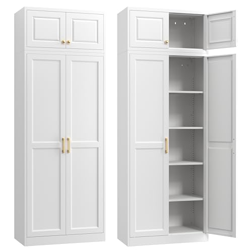 Image of Steeloong 86 inchMetal Pantry Storage Cabinet with Doors & 4 Adjustable Shelves