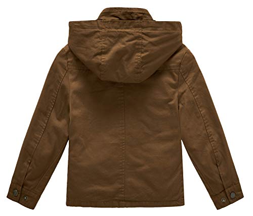 Image of WenVen Boy's Lightweight Casual Cotton Military Jacket Outerwear with Hood