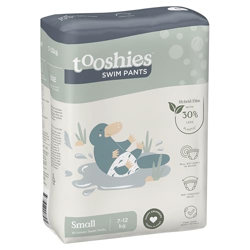 Tooshies Swim Pants | Size Small 7 - 12 kgs | Hybrid film with 30% Less Plastic | No Swell | Pull Up and tear off | Platypus Print | Unisex | 10pk