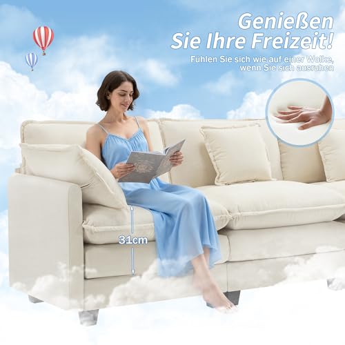 Nahaufnahme des weichen Cloud-Schaums im Urhanherry Sofa - Detailansicht von Urhanherry U-Form Cloud Sofa 6-Sitzer Test �...