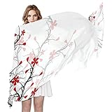ALAZA Long Silk Like Scarf for Women Japanese Cherry Blossom Sakura Large Head Wrap Stole