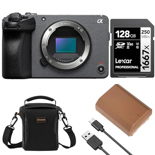Sony FX30 Super 35 Cinema Line Camera Bundle with Spare Battery, 128GB V60 UHS-II SD Card, Shoulder Bag