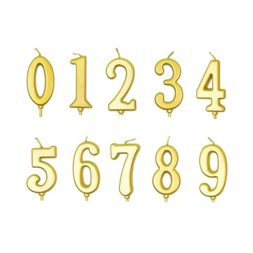 Cake Candles, 10 Pcs Birthday Number Candles, Birthday Cake Candles for Party Celebration, Happy Birthday (Gold)