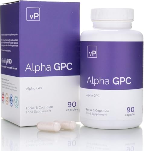 vP Vitality Pro Alpha GPC 300mg x 90 Capsules - Over 99% Purity and 40% Choline Third Party Tested - L-Alpha-Glycerylphosphorylcholine Supplement - Vitality Pro