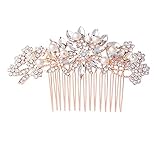 Hapibuy Rose Gold Wedding Hair Comb Pearl Crystal Bridal Hair Accessories For Bride and Bridesmaid