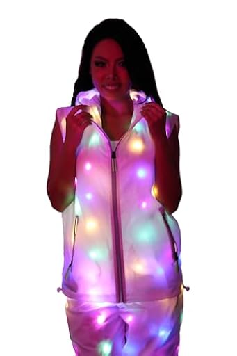YNYW Chaqueta unisex con luz LED flash para hombre y mujer, chaleco para fiesta de noche, festival, Navidad, disfraz de fiesta al aire libre, Chaleco., 3XL | Ya disponible en tu tienda friki favorita! En mundofriki.es!