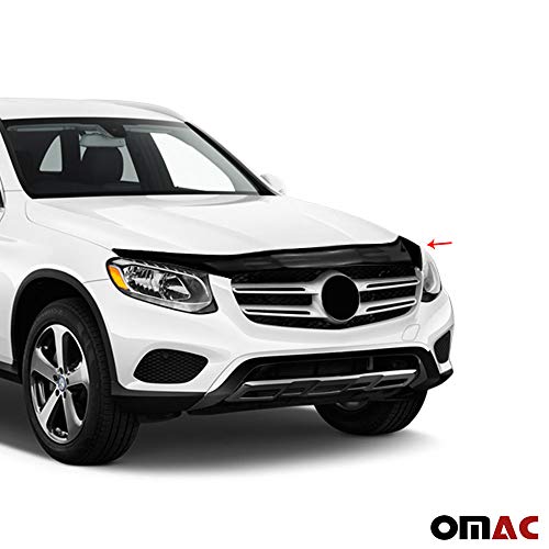 Omac Front Bug Deflector For Mercedes Glc Class 2016 To 2019, Hood Protector, All Weather, Black #TOP1