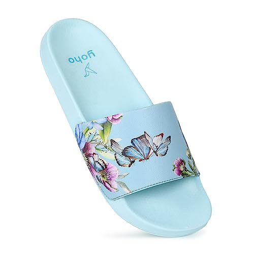Image of YOHO Tropica Printed Comfortable Women Slides | Stylish Rainy Footwear & Waterproof Monsoon Sandals | Soft Inner Lining On Strap