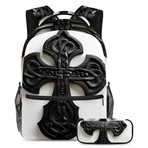Cartables celtiques noirs de grande capacité avec trousse ergonomique