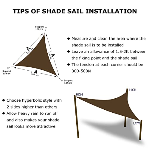 Image of KANAGAWA 12'x12'x17' Sun Shade Sail Brown Curved Triangle