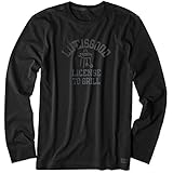 Life is good Men's Crusher Long Sleeve License To Grill T-Shirt (Night Black)