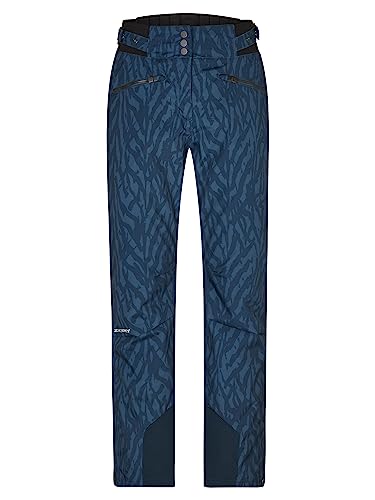 Ziener Damen TILLA Ski-Hose/Schnee-Hose | atmungsaktiv, wasserdicht, Primaloft, Leaves Navy Print, 38