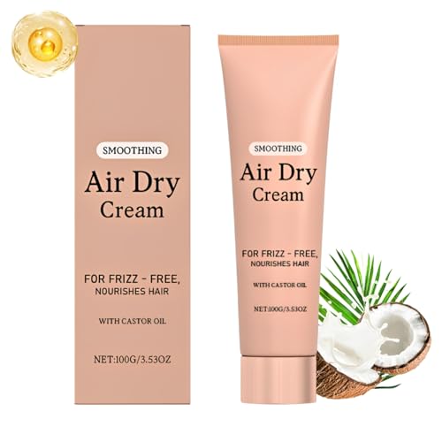 Air Dry Cream for Hair Anti Frizz Hair Care Cream with Castor Oil and Coconut Oil Weightless Styling Cream Enhances Natural Texture Appearance for All Hair Types