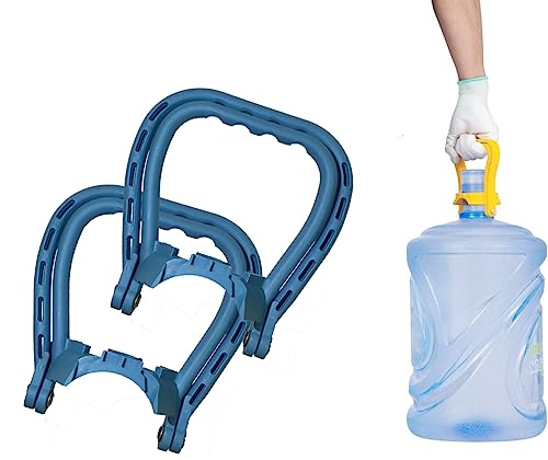 UNIONFACTORY 2 Pack Advanced Ergonomic 5 Gallon Water Bottle Handle,Drinking Water Bottle Handle,Fit 5 Gallon Water Bottle Caps,5 Gal Bottle Carrier (Arc Handle - Blue & Blue (2pcs)