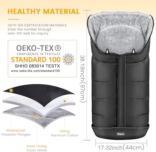 Orzbow Stroller Footmuff Universal, Weather-Proof Baby Bunting Bag, Warm - 5