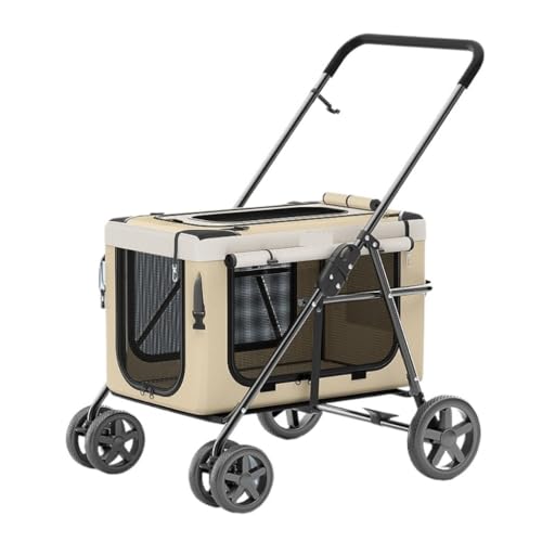 ペット用ベビーカー ペットベビーカーポータブル折りたたみ取り外し可能なベビーカー小型犬と猫旅行カート屋外ペットベビーカー 犬 ベビーカー(K)