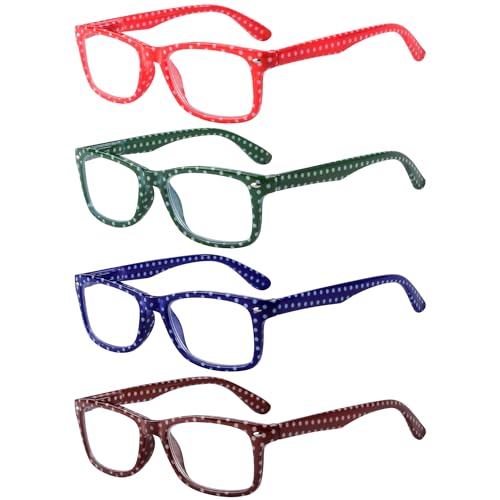 Image of Eyekeppe 4 Pack Polka Dots Reading Glasses Stylish Design Readers for Women Reading +3.00
