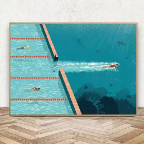 Affiche abstraite de piscine LMAIWANG : toile salon moderne 60x80 cm