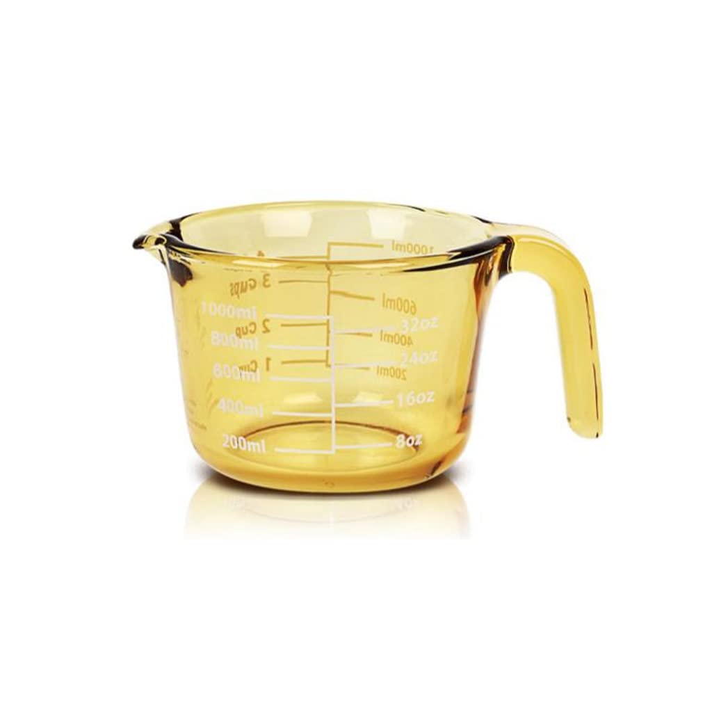 Misurino in vetro con bilancia e coperchio per uso domestico Cucina Food Grade Tazze per latte resistenti alle alte temperature Cuocere e sbattere le uova Tazze per la colazione durevoli ( dimensioni