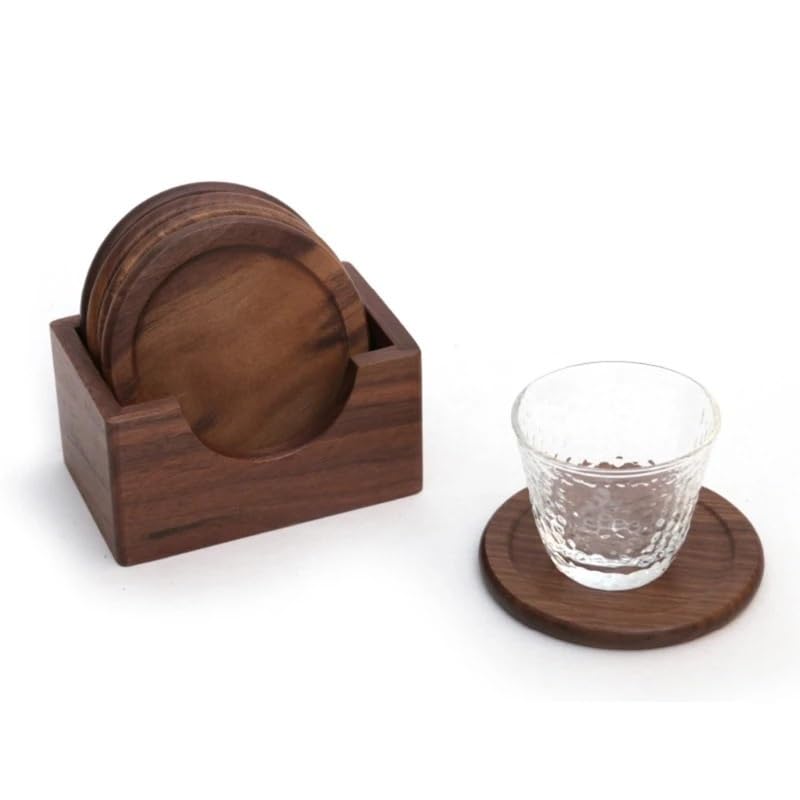 sous-Verres en Bois de Noyer, napperons décoratifs Ronds résistants à la Chaleur, Tapis de Boisson, Table de Cuisine à Domicile, Coussin de Tasse de thé et de café, 6 pièces