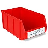 HMH 8x Stapelboxen Größe L Werkstatt Garage Keller Sichtlagerboxen 335x209x152mm Lagerboxen ROT Sichtlagerkästen Kleinteile Aufbewahrung