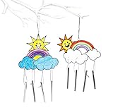 Baker Ross AG241 Regenbogen Sonnenfänger mit Windspiel-Bastelset Dekorieren-Spielzeugneuheit für Kinder, perfekte Party, Beute oder Preissackfüller (4er-Pack), Farblos, Assorted, 4 Pack - 3