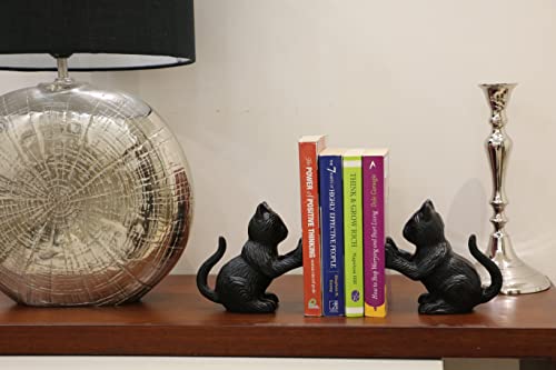 Hampstead - Cat Decorative Bookend, Heavy Duty Cast Iron, Vintage Shelf Decor, Antique Black, Cat Bookends #TOP5