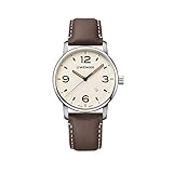 Wenger Herren Armbanduhr Urban Metropolitan Ø 42mm, Swiss Made, Analog Quarz, Wasserdicht bis 100m, Leder Armband, Creme/Braun, 01.1741.133
