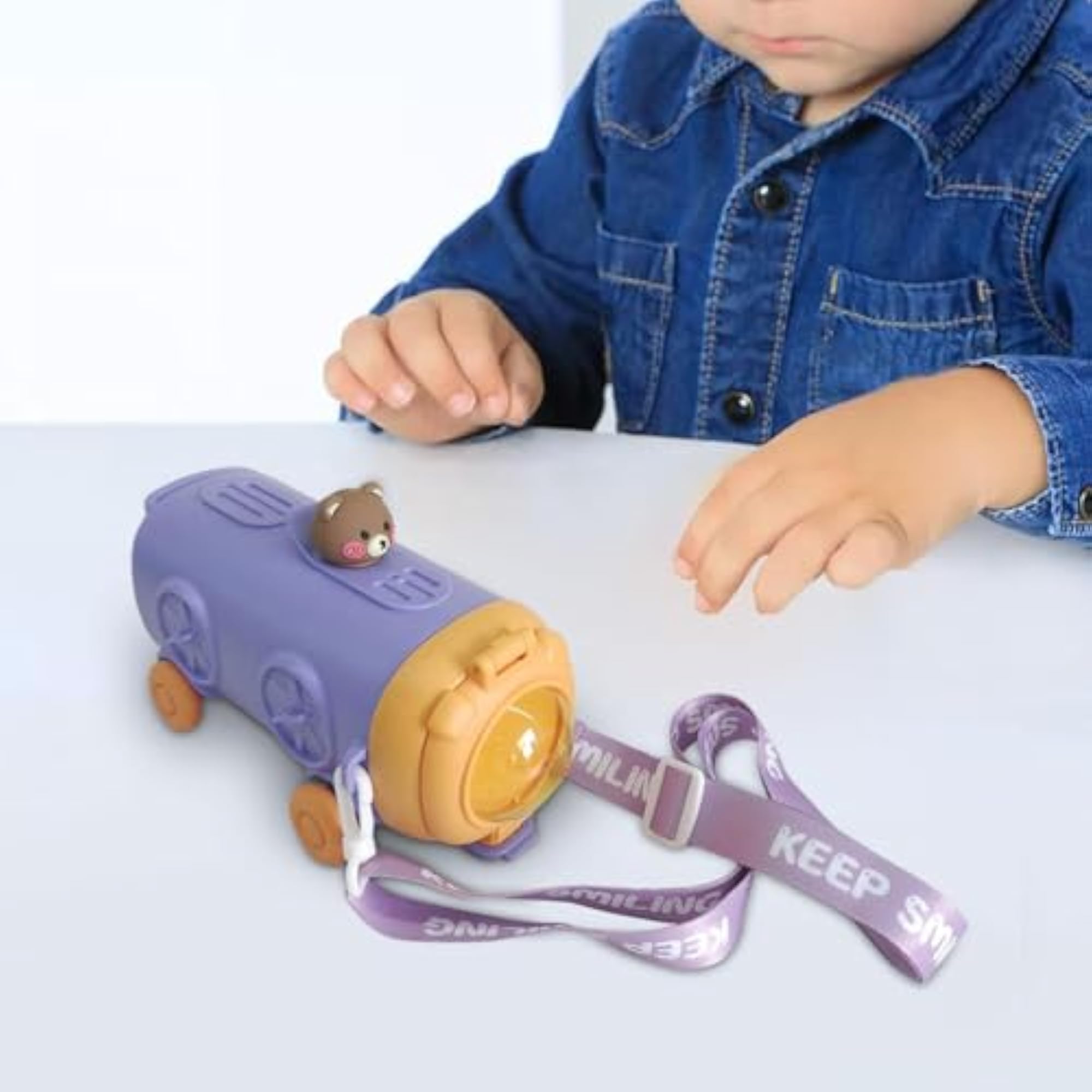 Kids Bus Water Bottle with Straw