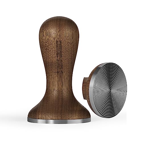 MHW-3BOMBER 58.35MM Espresso Coffee Tamper, Walnut Espresso Tamper with Stainless Steel Curve Base for 58mm Espresso Machines Portafilter, T5128 58.35mm-Euro Curve base