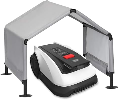 Benut Robot Mower Garage, Waterproof Oxford Polyester Cover, Wire Free Robot Lawn Mower Cover Compatible with Most Models, 30" x 26" x 26", Gray