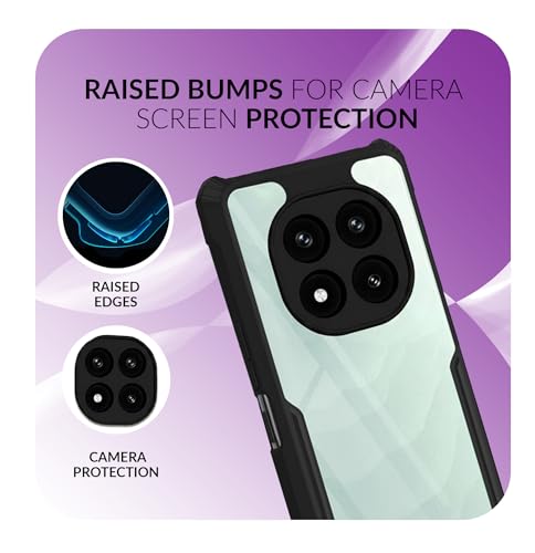 Image of Back Cover Case + Screen Protector for Redmi Note 14 Pro Plus 5G | Transparent & Black Mobile Phone Back Case Cover for Redmi Note14 Pro Plus 5G | Camera Protection | TPU & PC Black Case