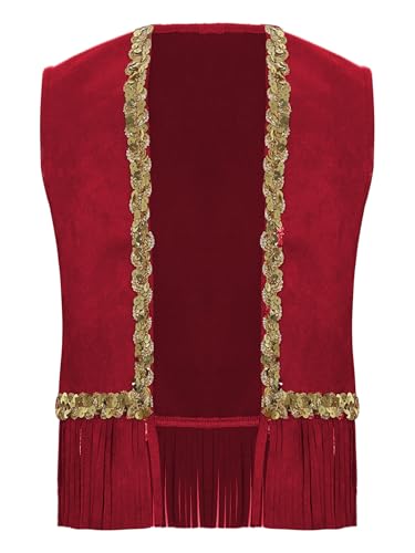 Kids Girls Sequined Waistcoat Faux Suede Cowgirl Vest Open Front Tassel Jacket3