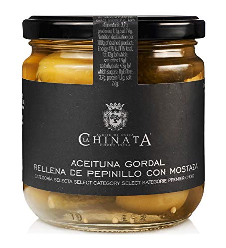 Aceituna Gordal Rellena de Pepinillo con Mostaza - La Chinata (340 g)