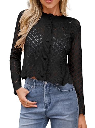 Simplefun Fall Cardigans For Women 2026 Crop Crochet Cardigan Long Sleeve S - image 1