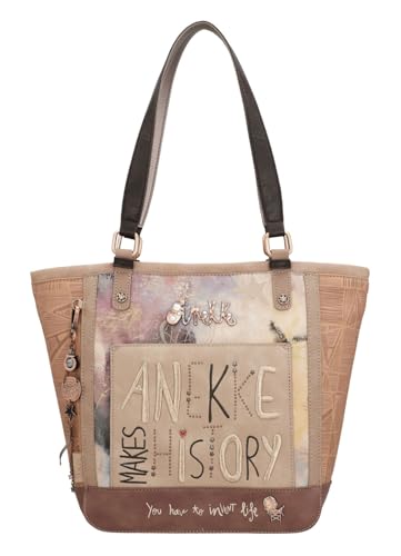 Anekke - Bolso Shopper de Mujer - Bolso de Mano Grande Poliester con 2 Asas y Bolsillos - Cierre de Cremallera - Accesorios y Complementos de Mujer - Medidas 39x31x11 cm