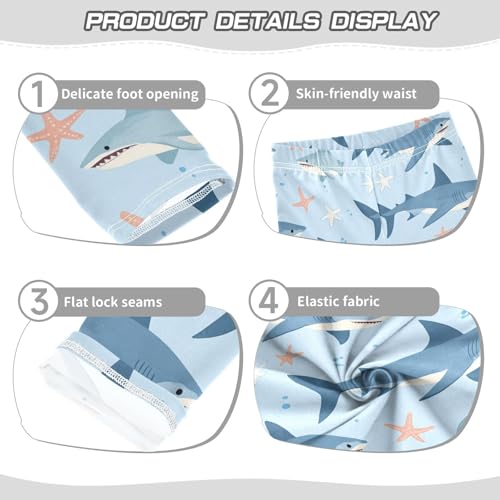 Sharks Starfish Girls' Leggings Toddler Doodles Stars Kids Yoga Pants Dance Active Tights 4T3