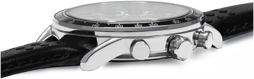Side view of the Lorus RM335GX9 watch case, showing the crown and two pushers.