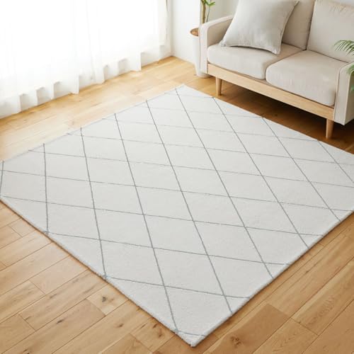 グラムスタイル ラグ ラグマット カーペット 洗える 2畳 190x190cm 北欧 おしゃれ 滑り止め 床暖房対応 オールシーズン ホワイト グレー ロンバスの商品画像（Amazon）
